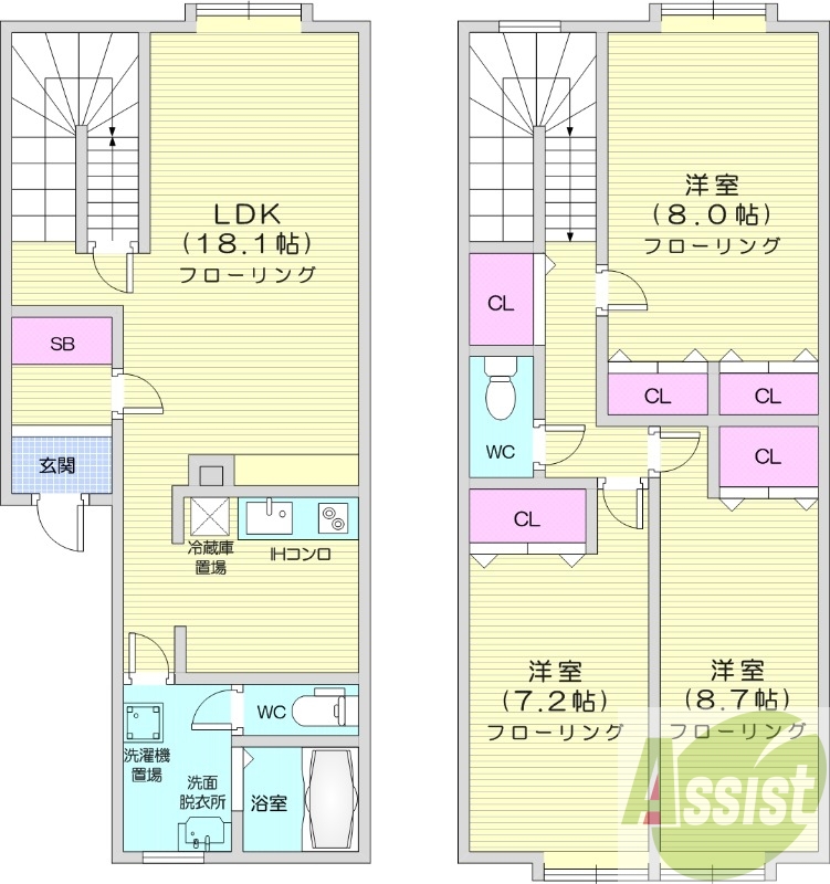 3LDK、エアコン、メゾネット、オール電化