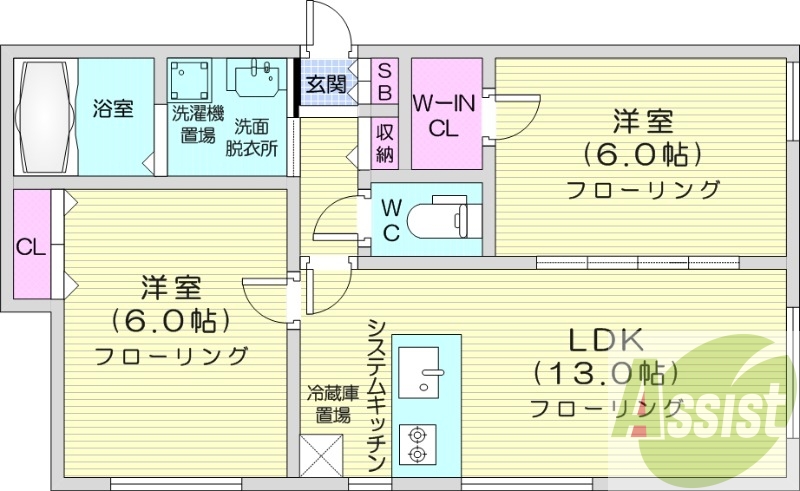 2LDK、灯油暖房、ネット無料、オートロック、宅配BOX