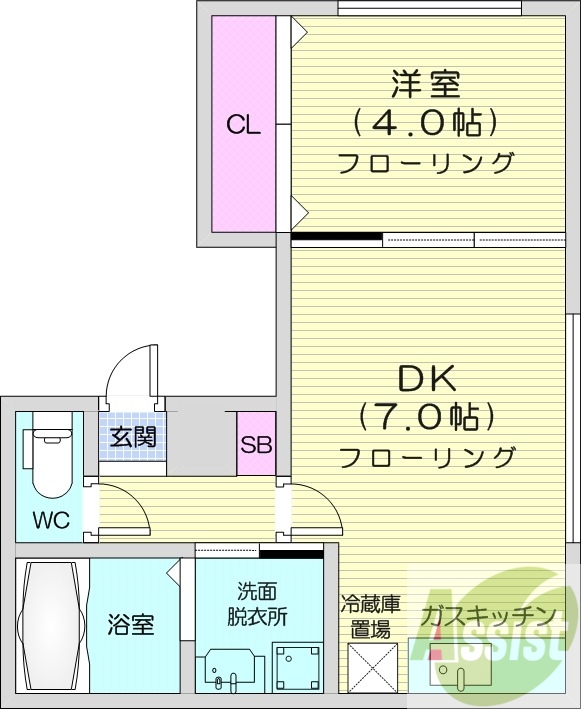 1DK、オートロック、エアコン、ネット無料、