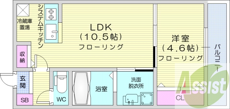 1LDK、都市ガス、浴室乾燥機、追炊き、エアコン