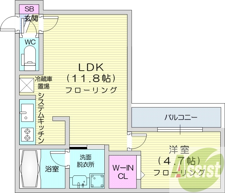 1LDK、都市ガス、エアコン、オートロック、ネット無料