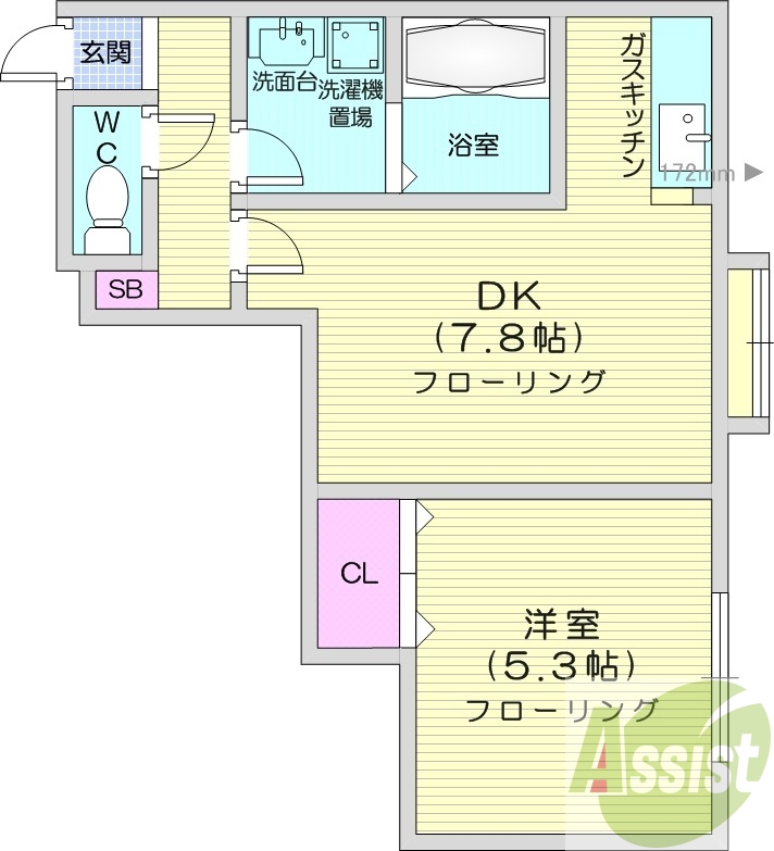 1LDK、テレビモニターホン、灯油暖房、収納