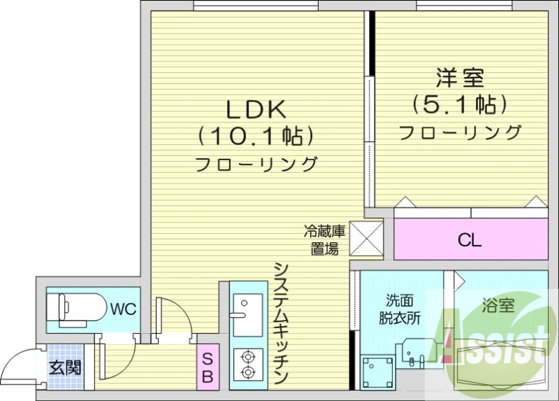 1LDK、エアコン、ネット無料、宅配BOX、防犯カメラ