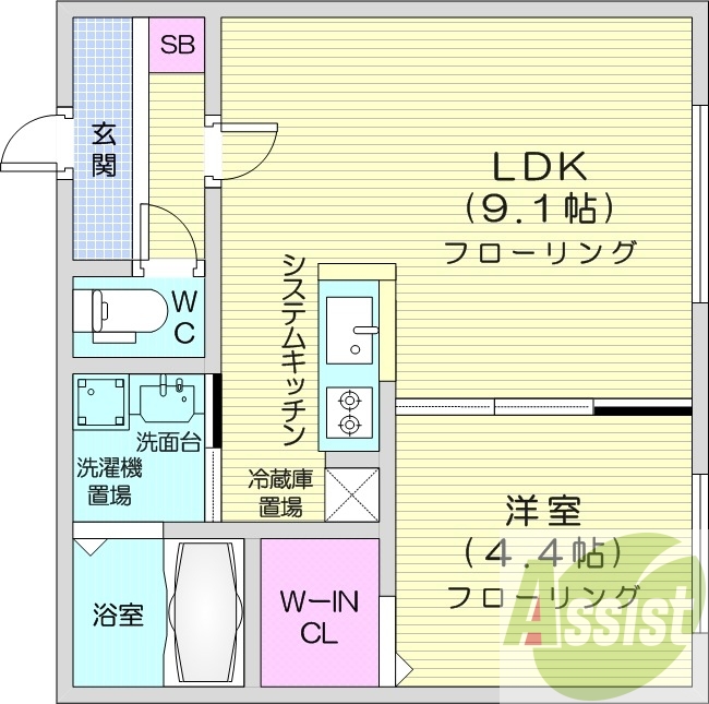 1LDK、ペット飼育可、システムキッチン、エアコン