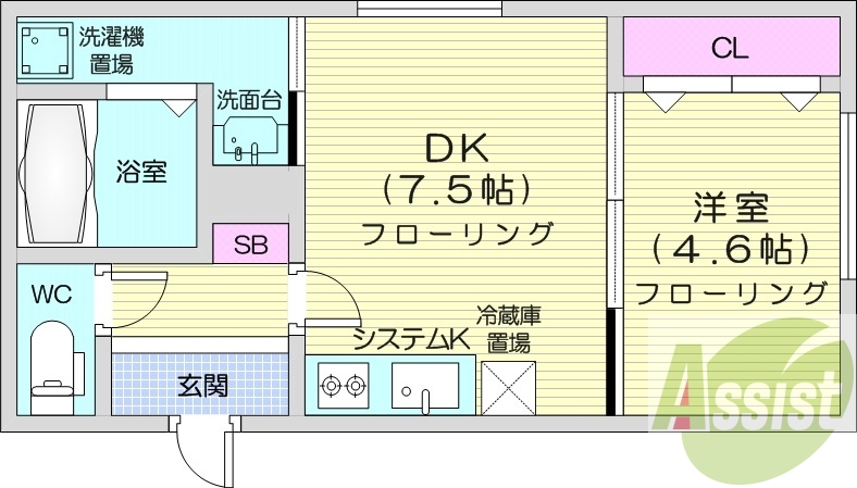 1DK、ペット飼育可、システムキッチン、エアコン