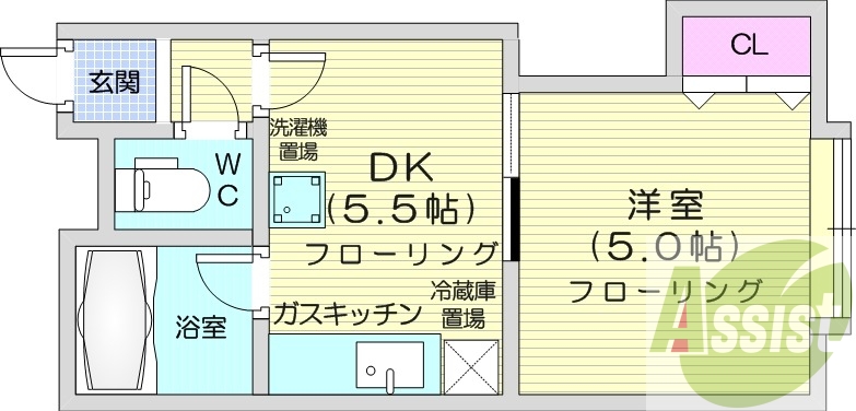 1DK、トランクルーム、モニターホン、灯油暖房