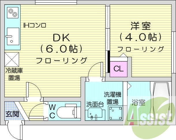 1DK、温水洗浄便座、トランクルーム、洗髪洗面化粧台