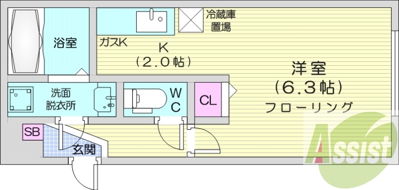 1LDK、システムキッチン、エアコン、