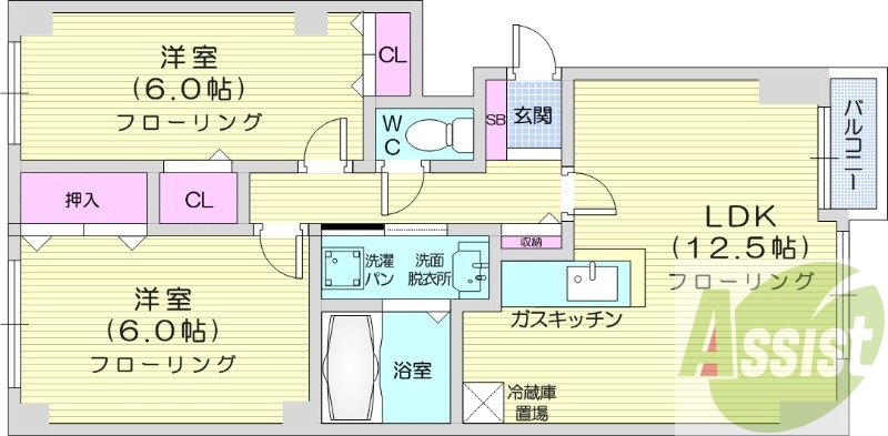 2LDK、インターネット無料、エアコン、シャワートイレ
