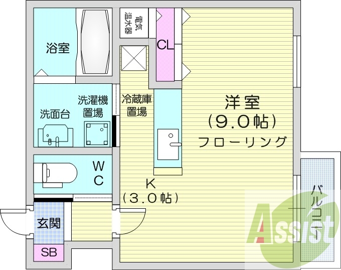 1K、オール電化、家具、家電付き、インターネット対応
