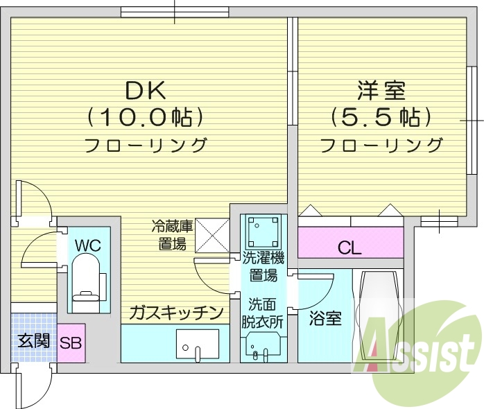 1DK、都市ガス、トランクルーム、灯油暖房