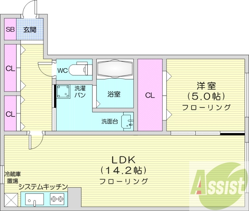1LDK、インターネット無料、灯油暖房、モニタ付インターホン