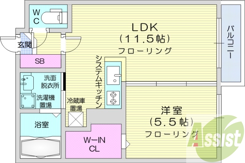 1LDK、エレベーター、オートロック、エアコン