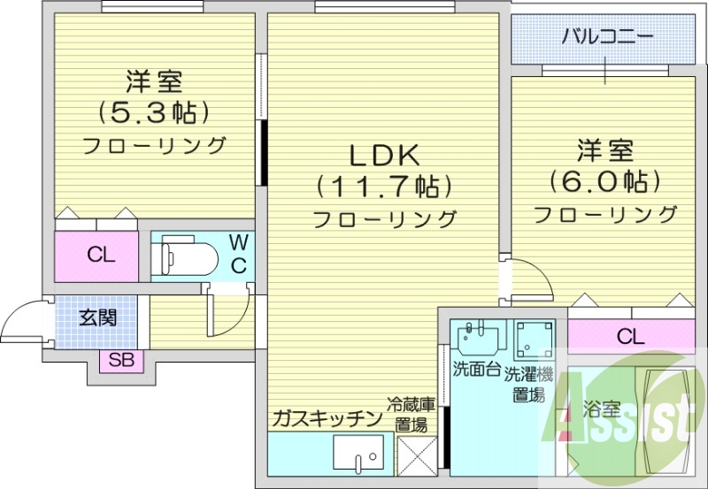 2LDK、シャワートイレ、ネット使用料不要、ペット相談