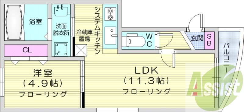 1LDK、オートロック、インターネット無料