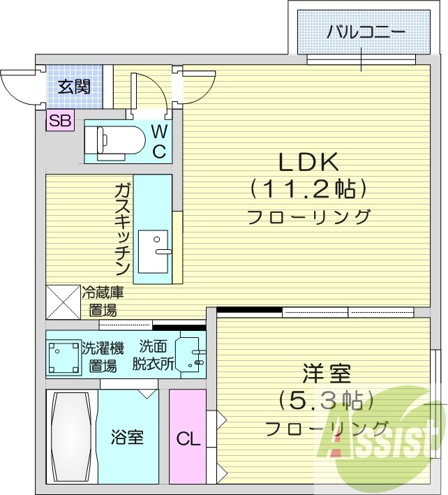 1LDK、独立洗面台、エアコン、ネット使用料無料