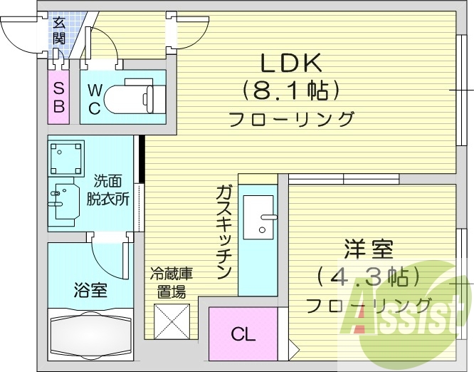 1LDK、ネット無料、灯油暖房、エアコン