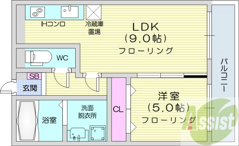 1LDK、灯油暖房、収納、モニターホン、シャワートイレ