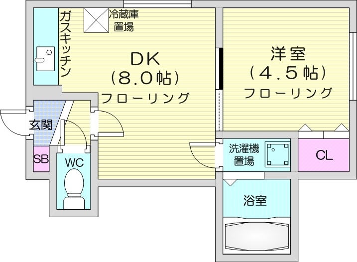 1LDK、TVモニター付インターホン、灯油FF暖房