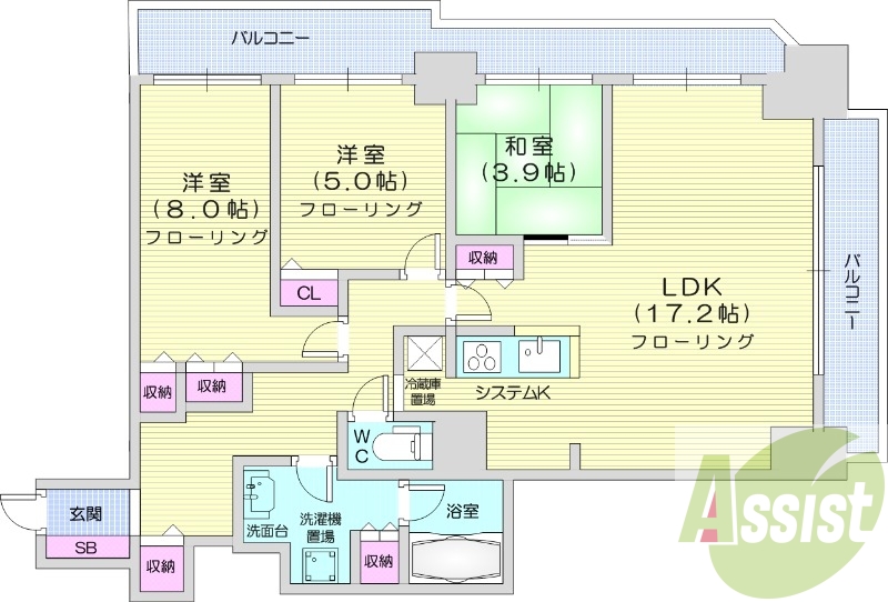 3LDK、ペット可、システムキッチン、食洗器、都市ガス
