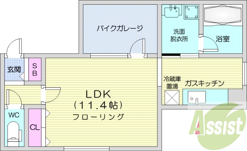 1KS、エアコン、バイクガレージ、灯油暖房