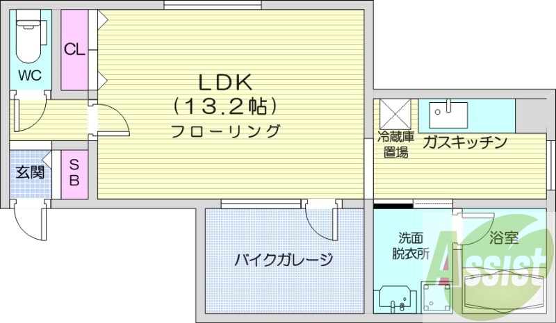 1KS、エアコン、バイクガレージ、灯油暖房