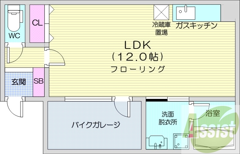1KS、エアコン、バイクガレージ、灯油暖房