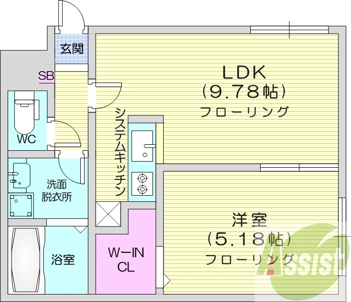 1LDK、エアコン、都市ガス、宅配ボックス