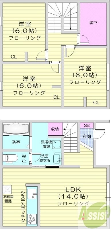 3LDK、システムキッチン、追焚機能、エアコン
