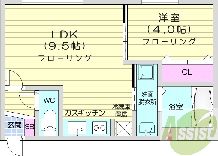 1LDK、エアコン、浴室乾燥機、独立洗面台
