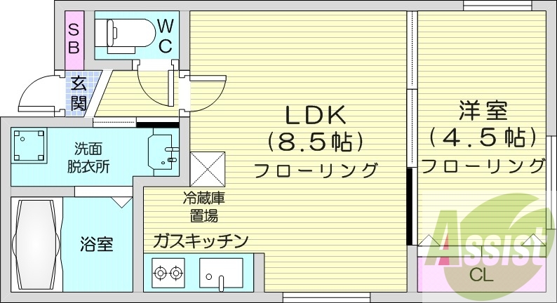 1LDK、エアコン、浴室乾燥機、独立洗面台