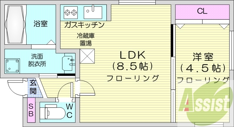 1LDK、エアコン、浴室乾燥機、独立洗面台