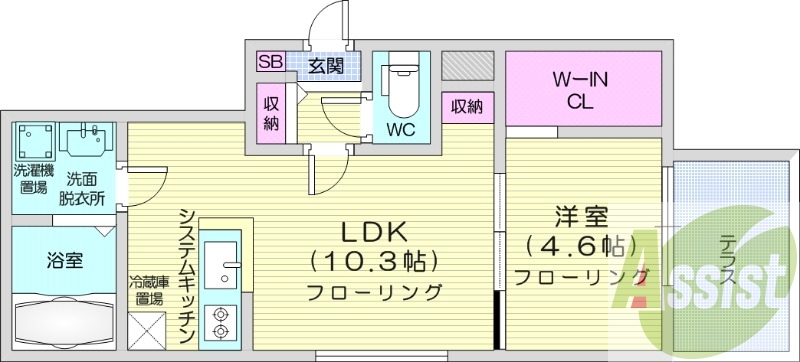 1LDK、エアコン、灯油暖房、浴室乾燥機、独立洗面台