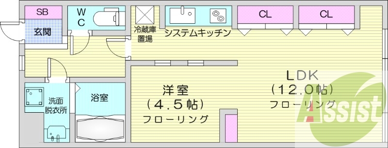 1LDK、エアコン、灯油暖房、宅配ボックス