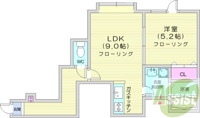 １LDK、灯油暖房、洗面化粧台、トランクルーム