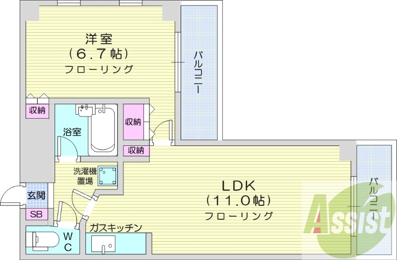 1LDK、オートロック、角部屋、エレベーター