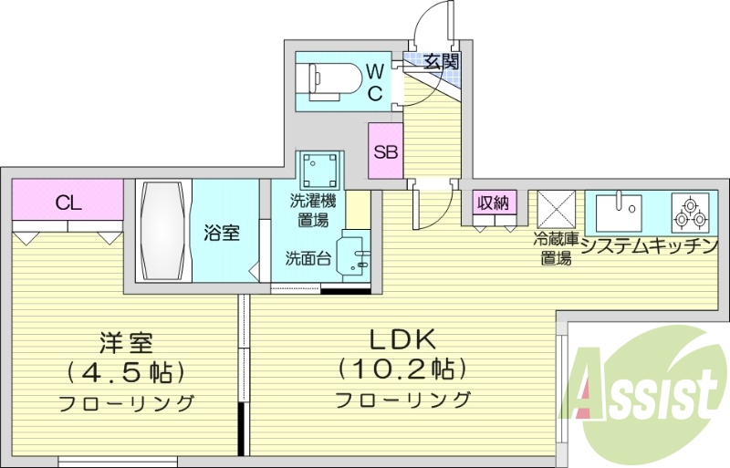 1LDK、ペット可、オートロック、インターネット無料
