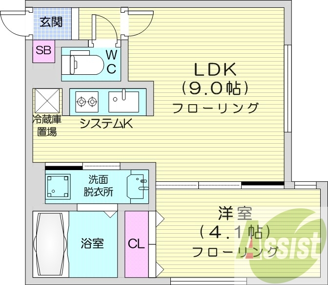 1LDK、エアコン、システムキッチン、灯油暖房