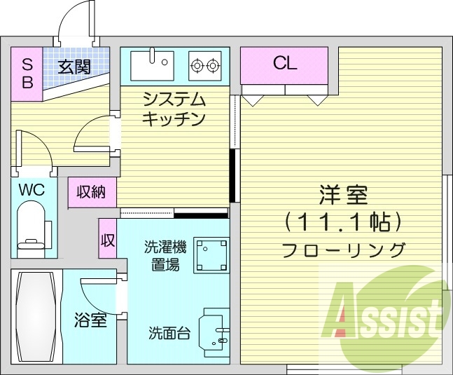 1K、エアコン、オートロック、ネット無料、シャンドレ