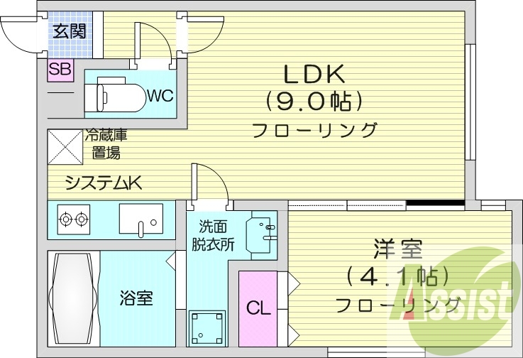 1LDK、灯油暖房、エアコン、ネット無料、オートロック