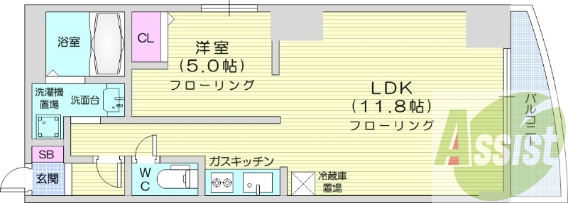 1LDK、オートロック、角部屋、シャンプードレッサー