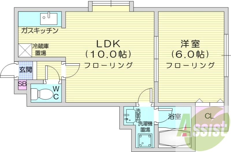 1LDK、インターネット無料、エアコン、TVモニターホン