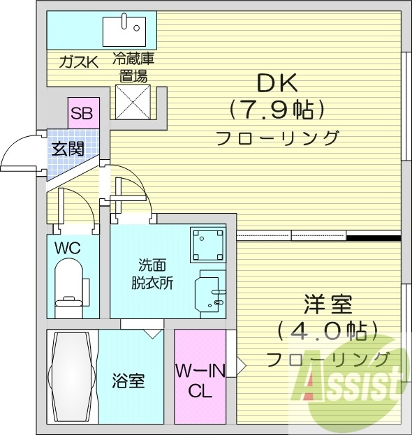 1DK、浴室乾燥機、灯油暖房、オートロック