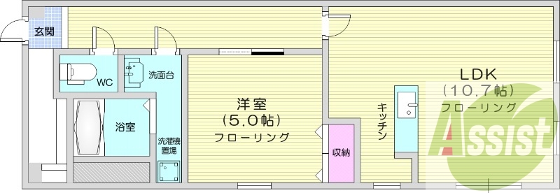 1LDK、灯油暖房、角部屋、モニターホン