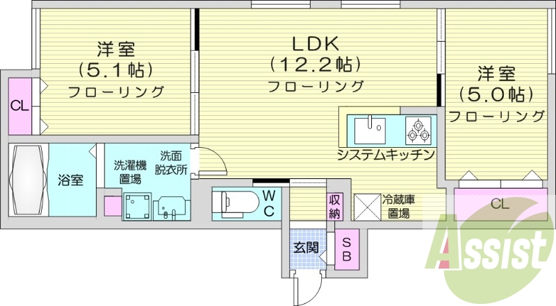 2LDK、都市ガス、エアコン、ネット無料、追い焚き