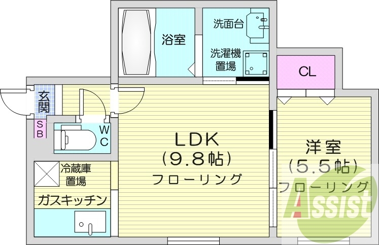 1LDK、エアコン、灯油暖房、角部屋、ネット無料