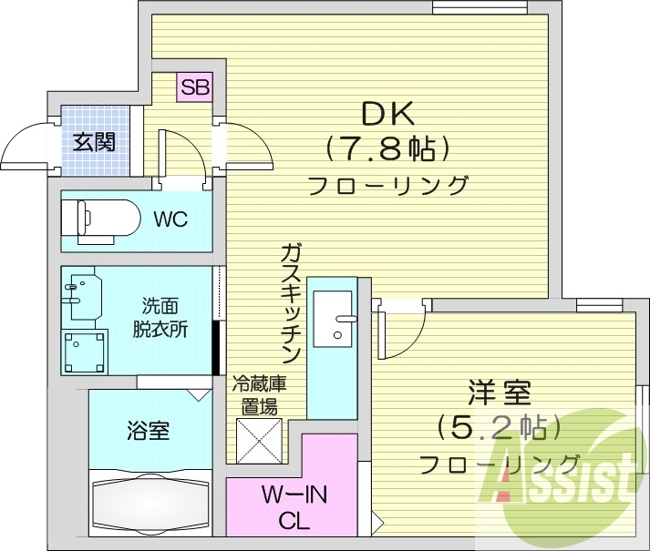 1LDK、都市ガス、エアコン、ガス暖房、ネット無料
