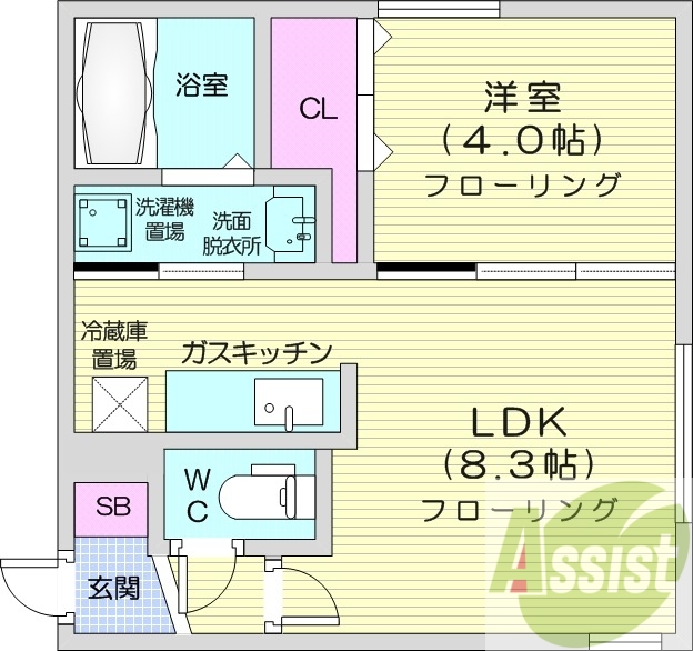 1LDK、エアコン、灯油暖房、ネット無料、独立洗面台