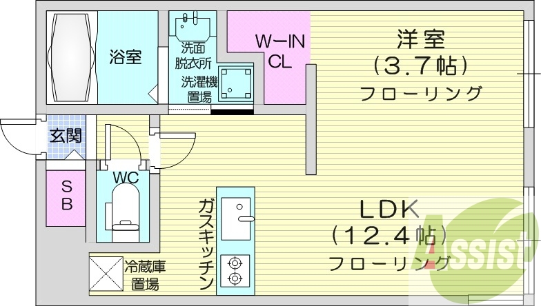 1LDK、エアコン、オートロック、灯油暖房