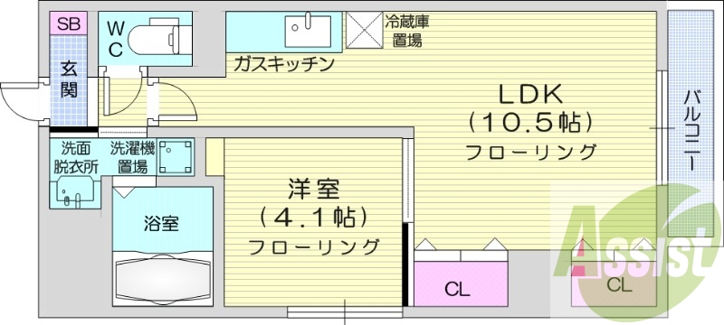1LDK、灯油暖房、ネット無料、収納、宅配BOX